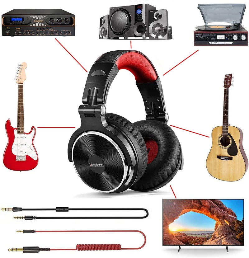 Boytone BT-10RD Wired Over Ear Headphones Studio Monitor & Mixing DJ Stereo Headsets with 50mm Drivers and 1/4 to 3.5mm Audio Jack, Foldable for Computer Audio Mixer, DJ Headphone - Image 4